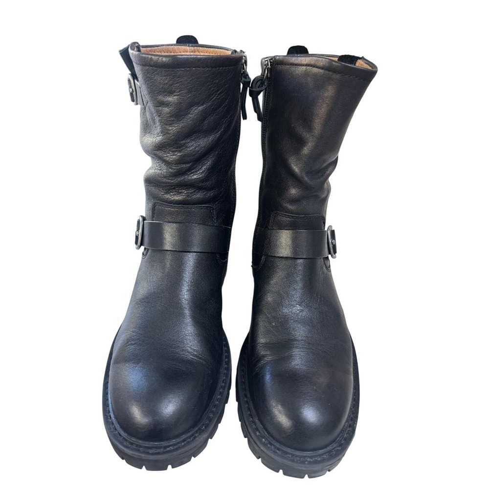 Black‎ Leather Biker Boots Women's Size 7